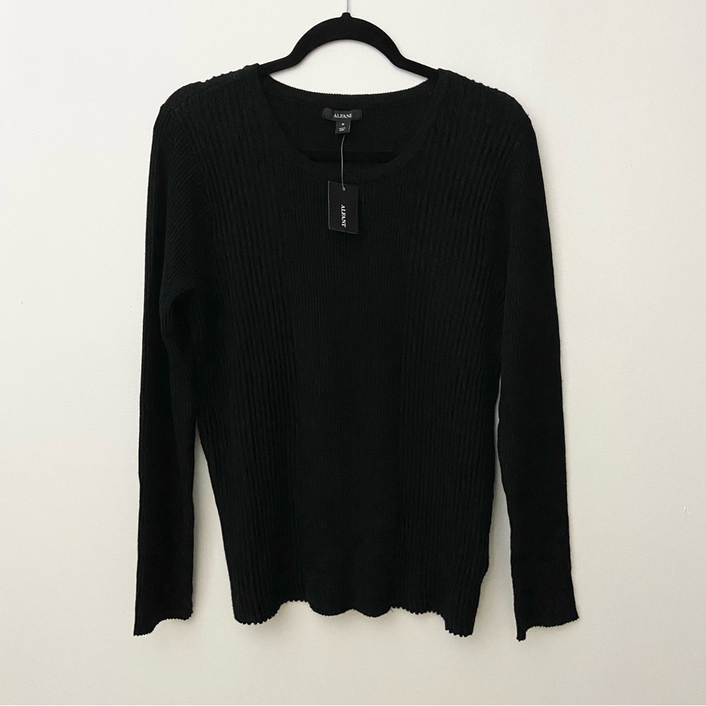 🆕 NWT Alfani Black Metallic Sparkly Ribbed Knit Sweater